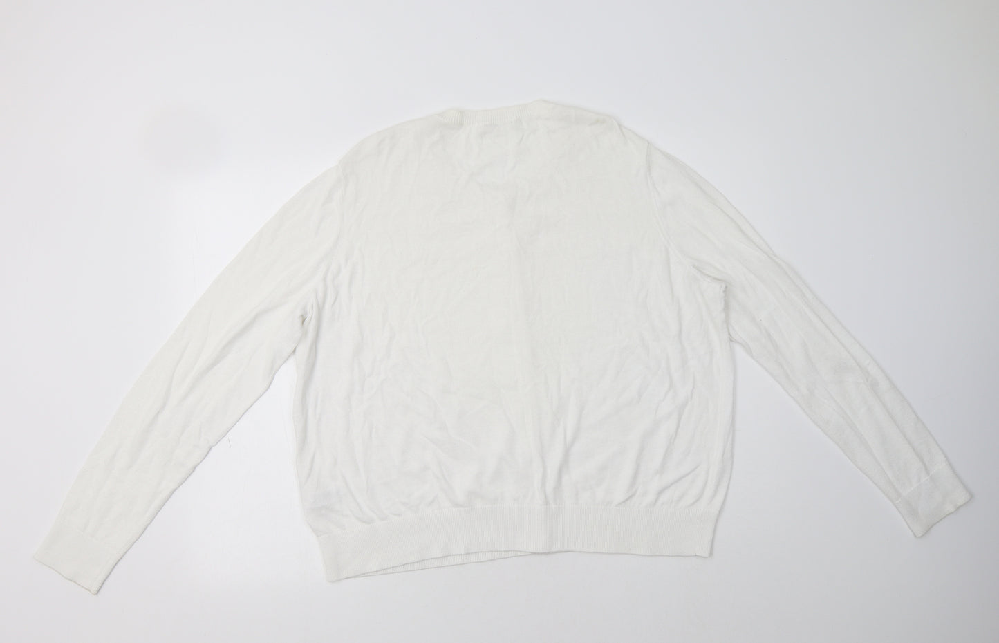 TU Womens White Crew Neck  Cotton Cardigan Jumper Size 22