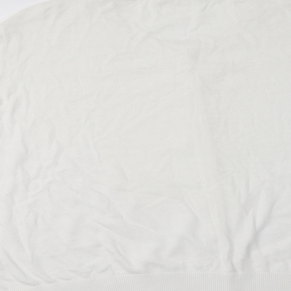TU Womens White Crew Neck  Cotton Cardigan Jumper Size 22