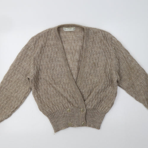 St Michael Womens Beige V-Neck  Mohair Cardigan Jumper Size 14