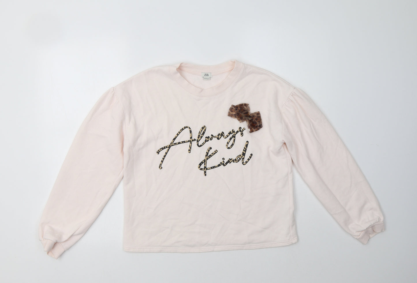River Island Girls Pink  Cotton Pullover Sweatshirt Size 11-12 Years   - Always Kind