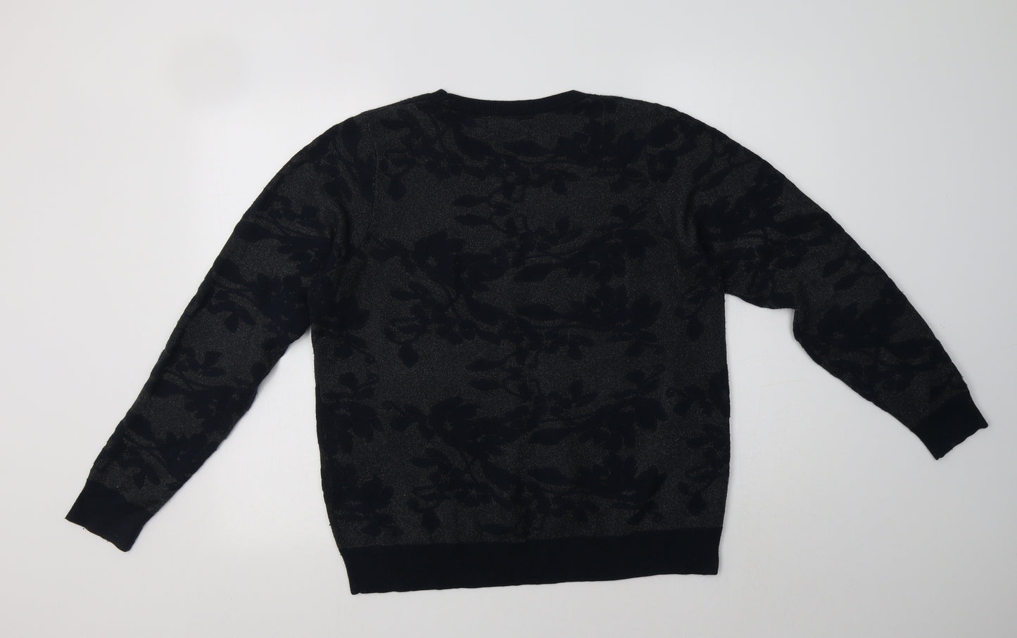 NEXT Womens Blue Crew Neck Floral Viscose Pullover Jumper Size 16