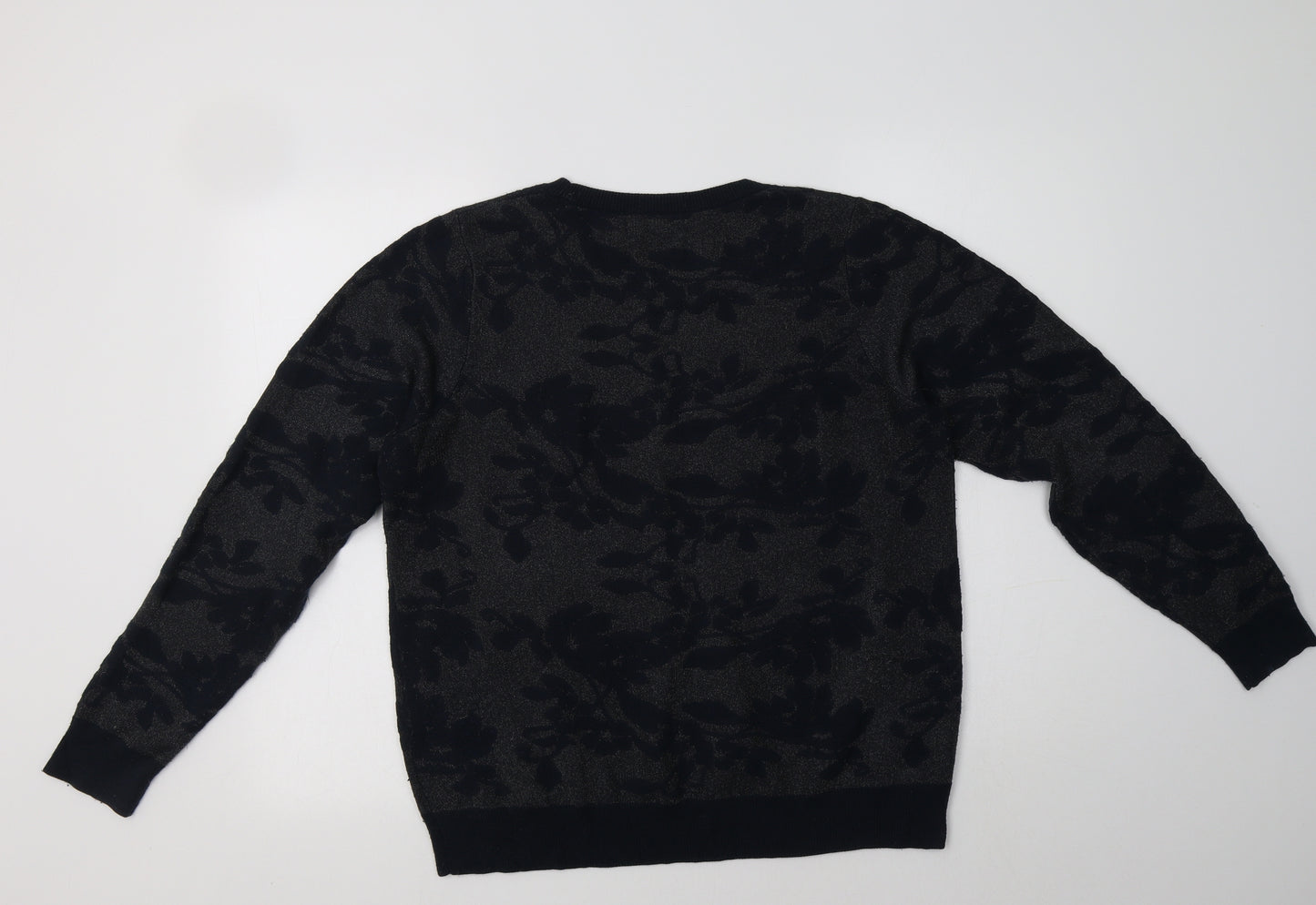 NEXT Womens Blue Crew Neck Floral Viscose Pullover Jumper Size 16