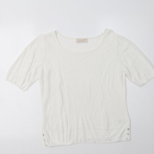 M&S Womens White Round Neck  Viscose Pullover Jumper Size 14