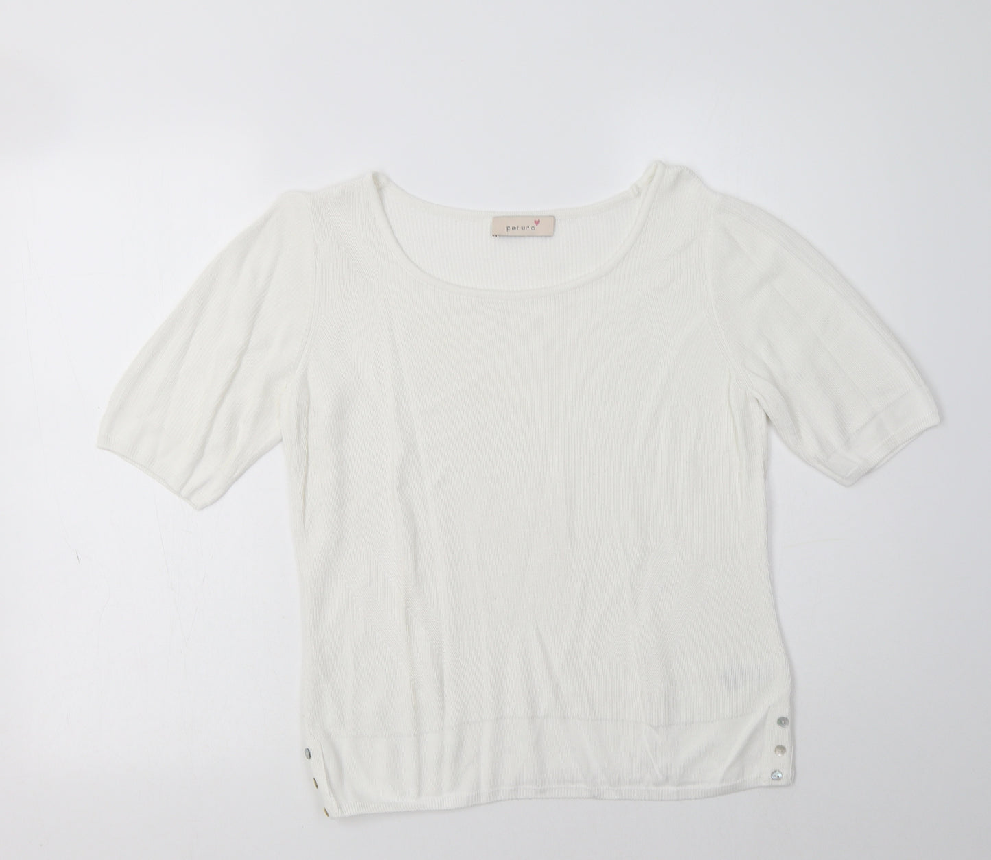 M&S Womens White Round Neck  Viscose Pullover Jumper Size 14