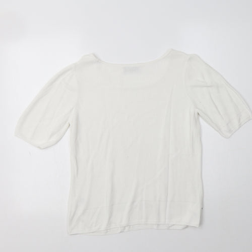 M&S Womens White Round Neck  Viscose Pullover Jumper Size 14
