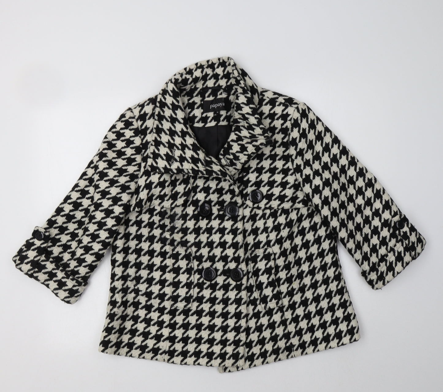 Papaya Womens Black Houndstooth  Jacket Blazer Size 12