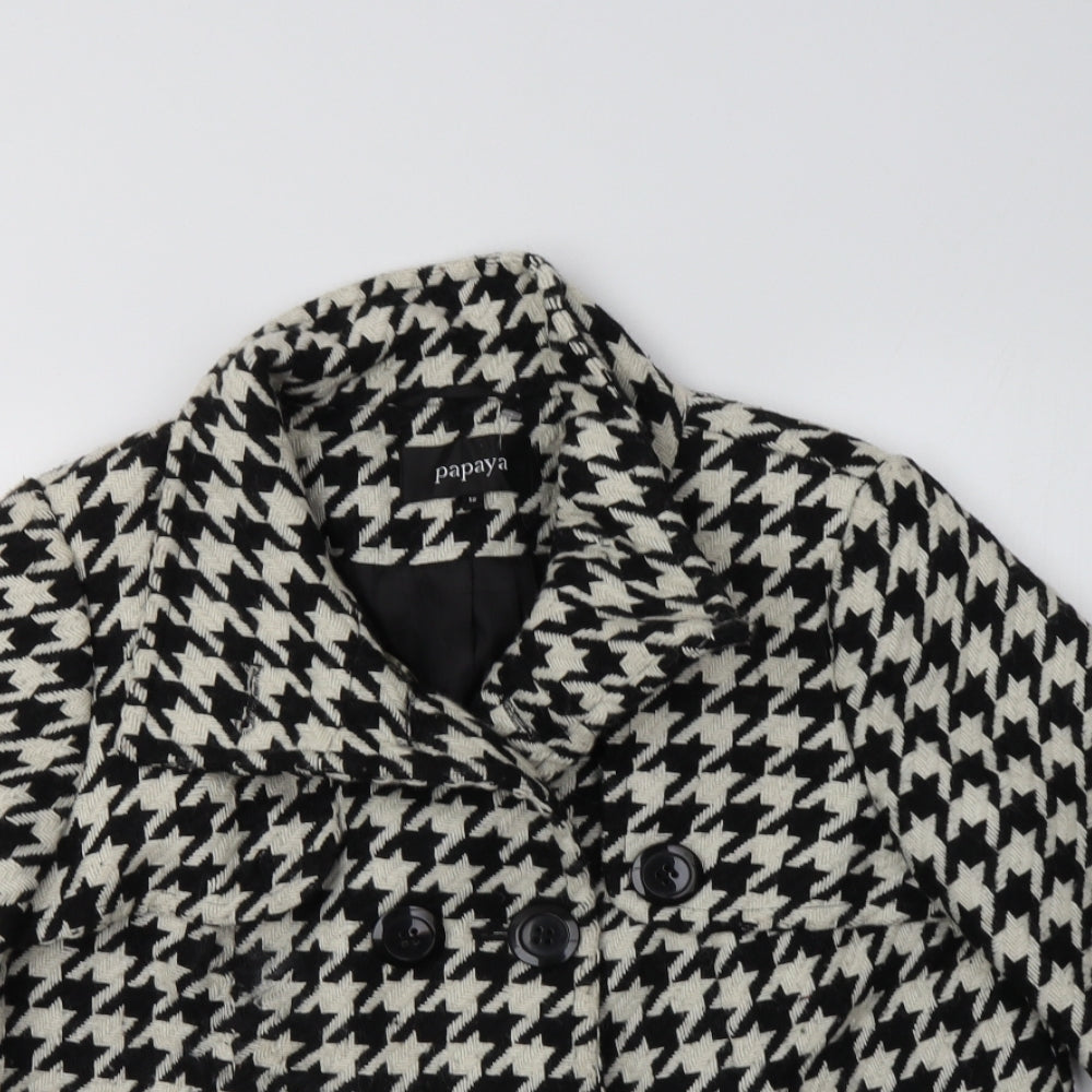 Papaya Womens Black Houndstooth  Jacket Blazer Size 12