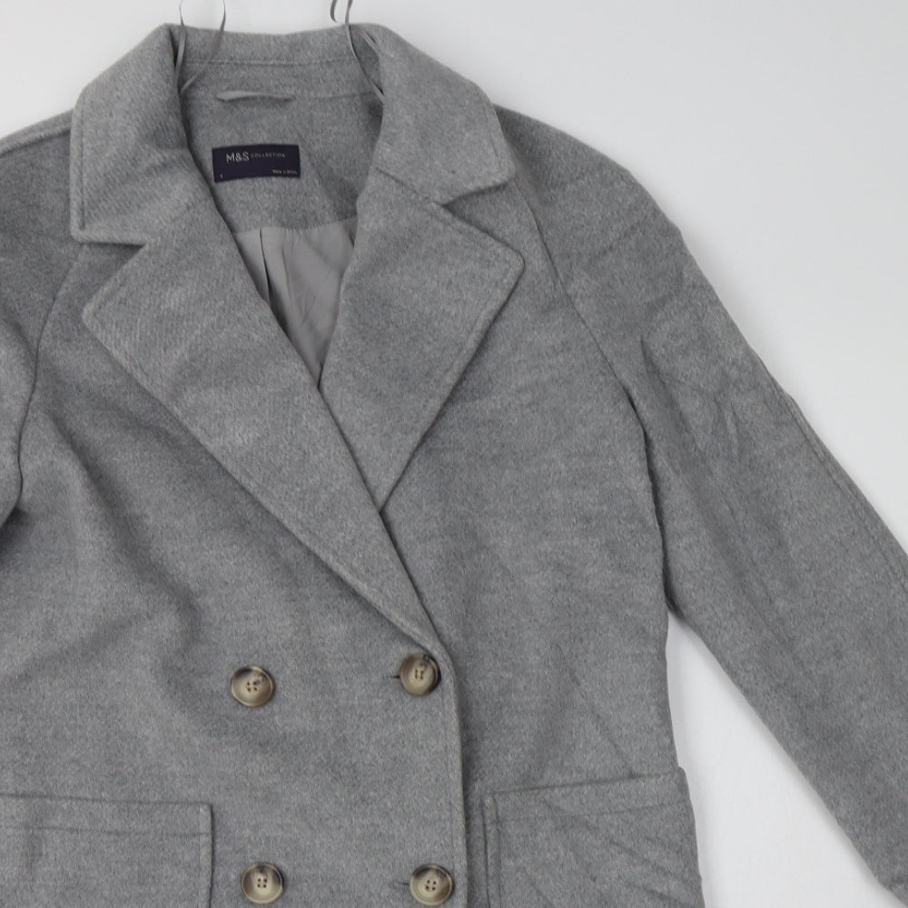 M&S Womens Grey   Overcoat Coat Size 8