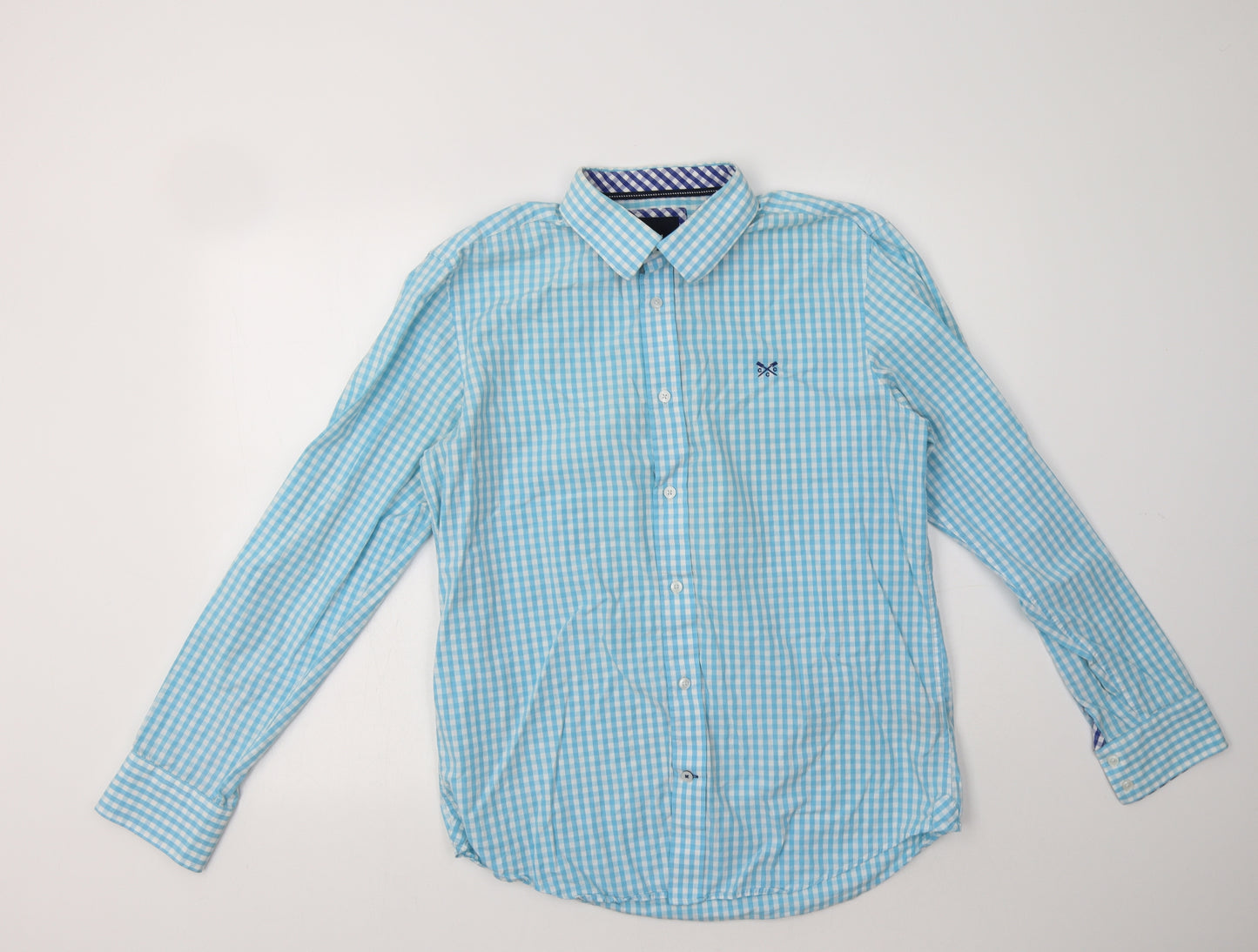 Crew Clothing Mens Blue Check Cotton  Button-Up Size M Collared