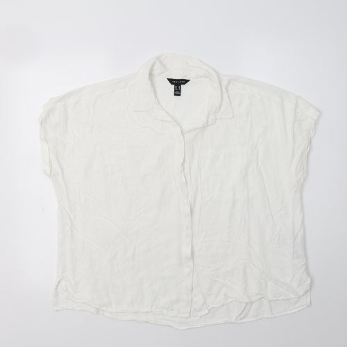 New Look Womens White  Viscose Basic Button-Up Size 18 Collared