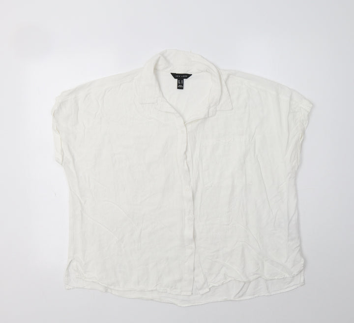 New Look Womens White  Viscose Basic Button-Up Size 18 Collared