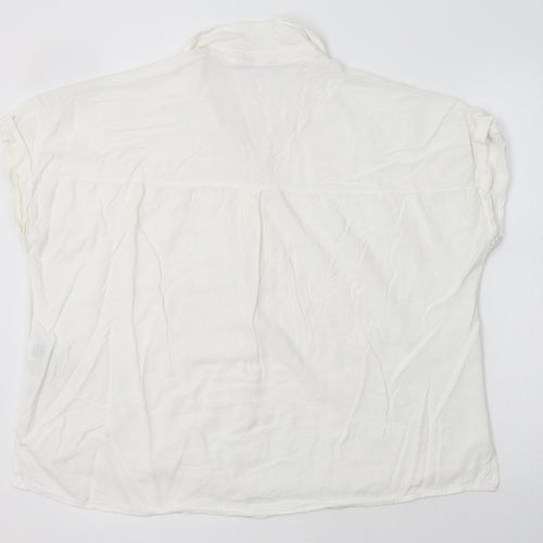 New Look Womens White  Viscose Basic Button-Up Size 18 Collared