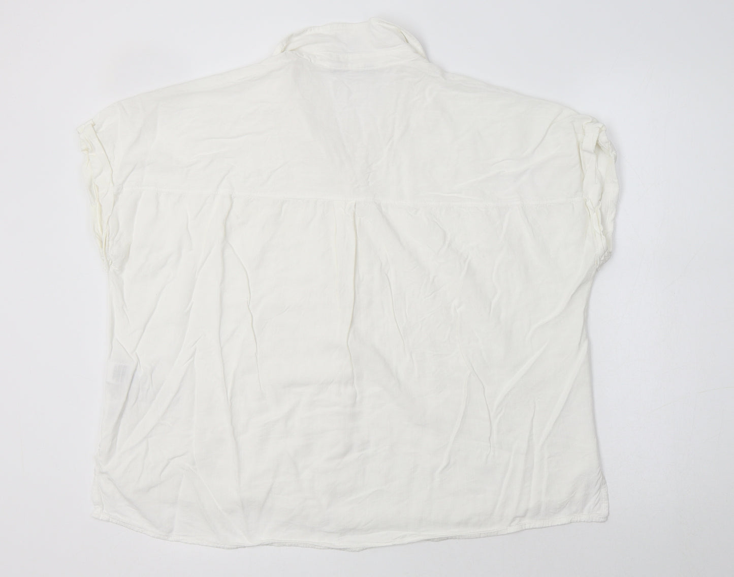 New Look Womens White  Viscose Basic Button-Up Size 18 Collared