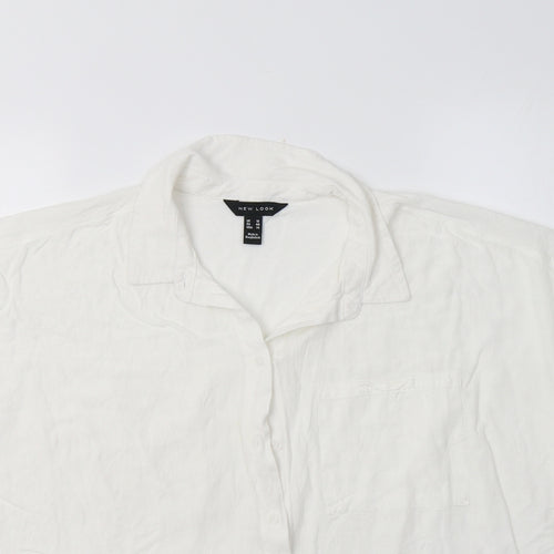 New Look Womens White  Viscose Basic Button-Up Size 18 Collared