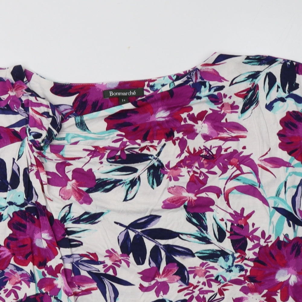 Bonmarché Womens Multicoloured Floral Viscose Basic Blouse Size 24 V-Neck