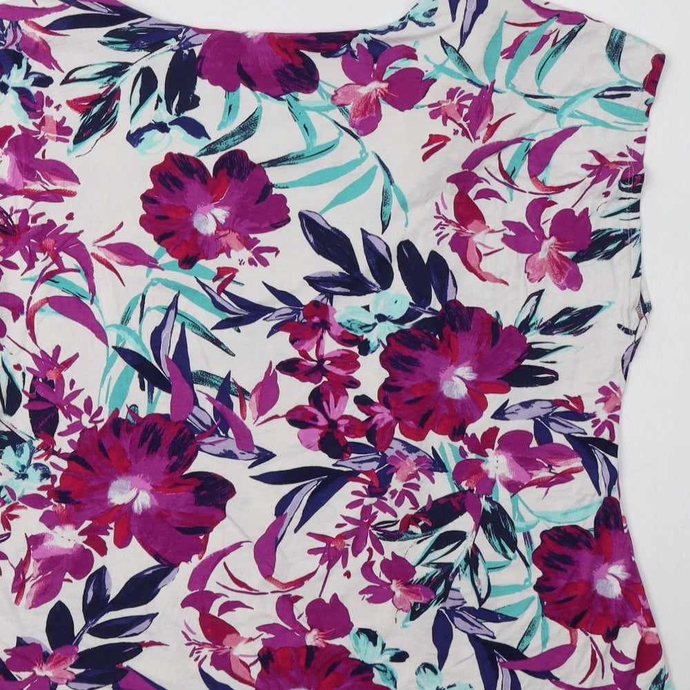 Bonmarché Womens Multicoloured Floral Viscose Basic Blouse Size 24 V-Neck