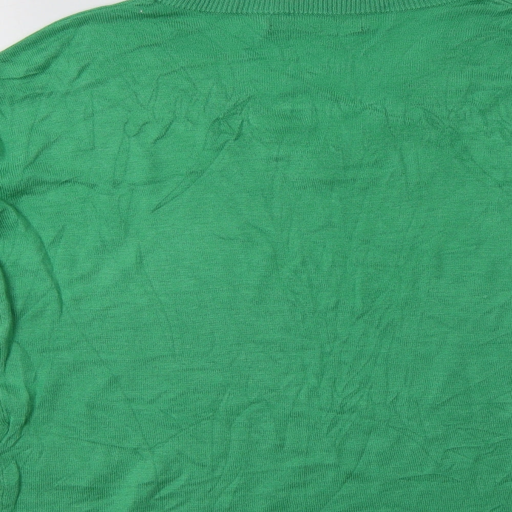 M&S Womens Green V-Neck  Acrylic Pullover Jumper Size S