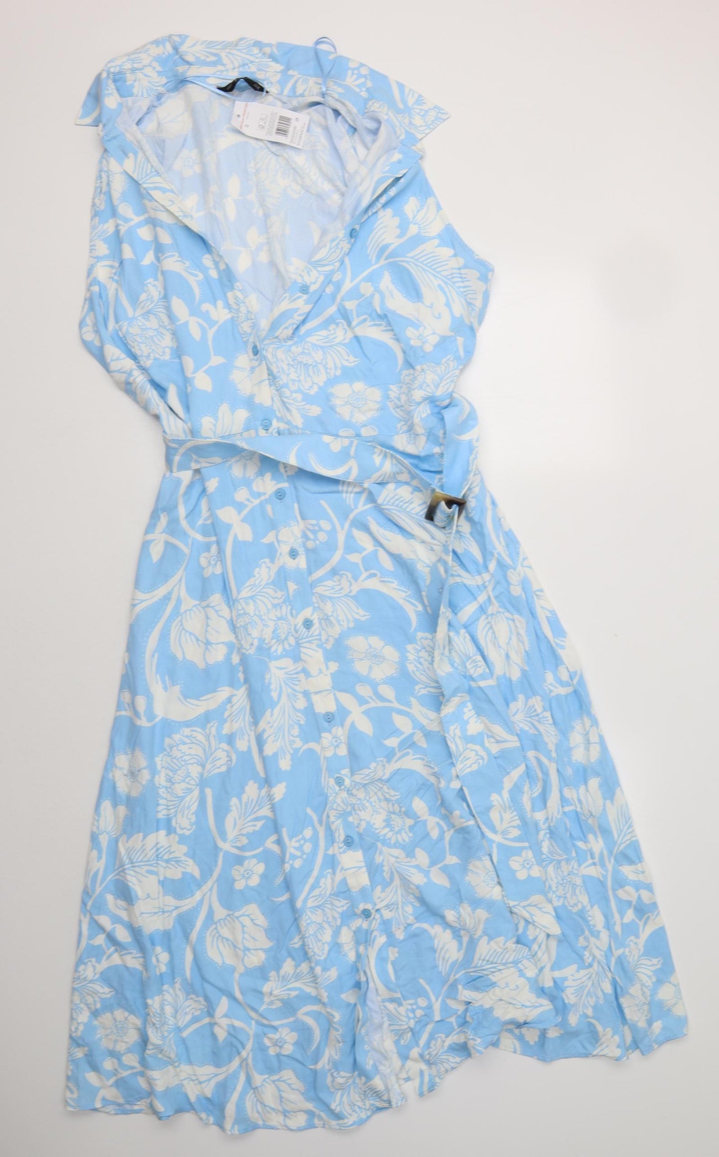 F&F Womens Blue Floral Viscose Maxi  Size 22  Collared