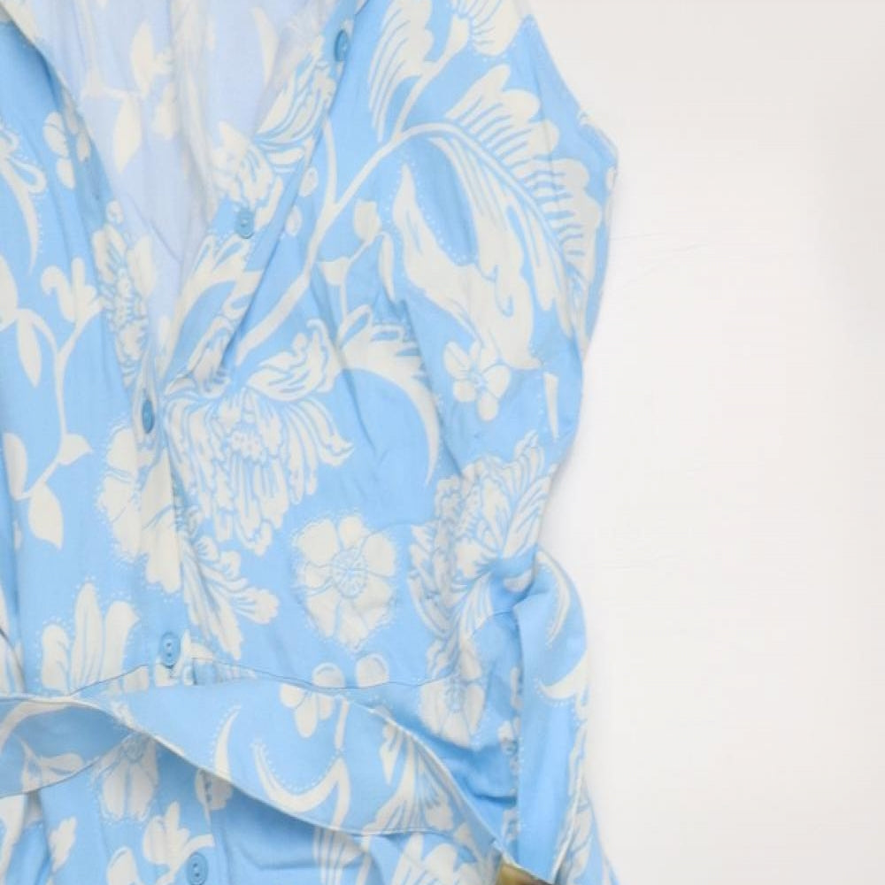 F&F Womens Blue Floral Viscose Maxi  Size 22  Collared