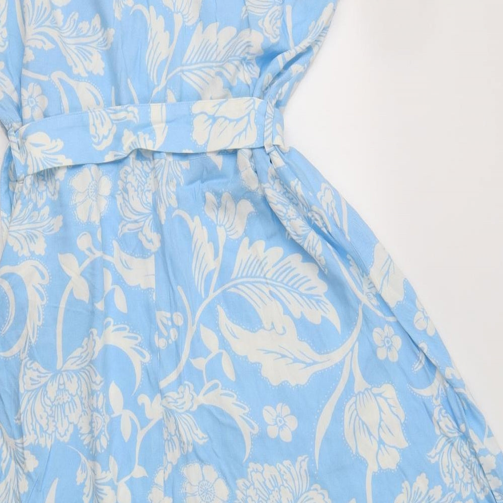 F&F Womens Blue Floral Viscose Maxi  Size 22  Collared