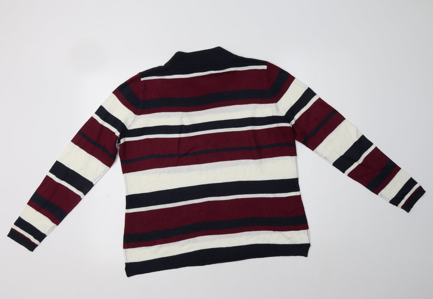 Papaya Womens Multicoloured Mock Neck Striped Acrylic Pullover Jumper Size 14