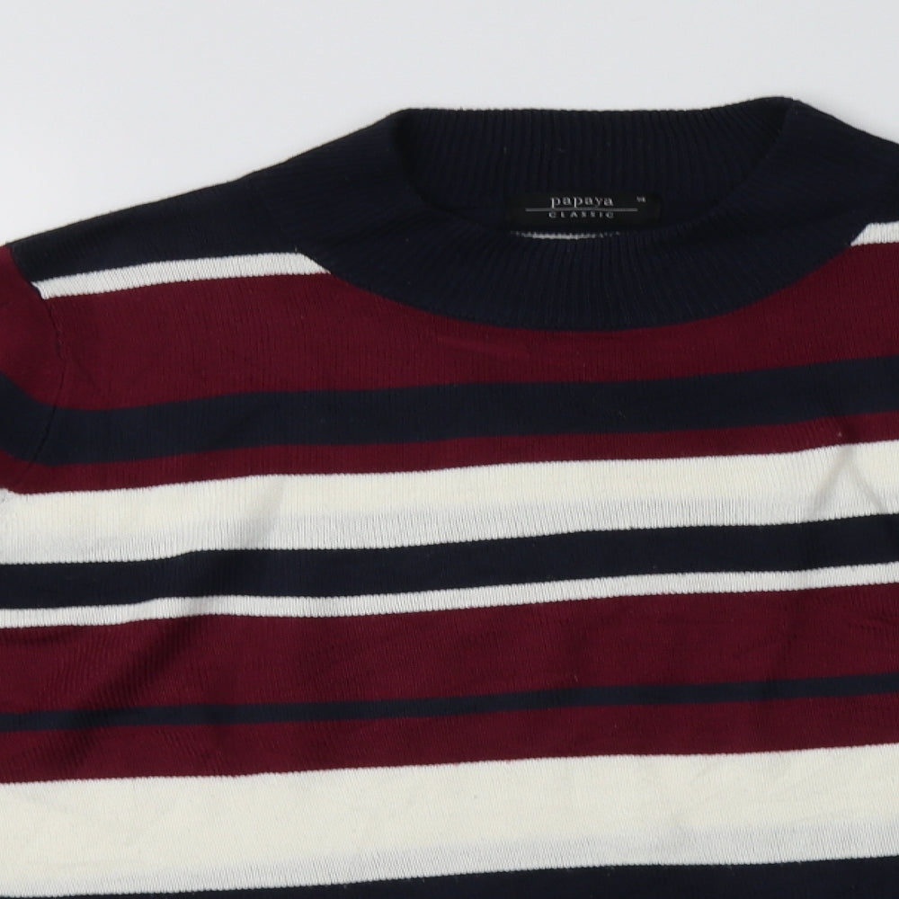 Papaya Womens Multicoloured Mock Neck Striped Acrylic Pullover Jumper Size 14