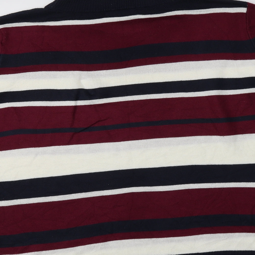 Papaya Womens Multicoloured Mock Neck Striped Acrylic Pullover Jumper Size 14