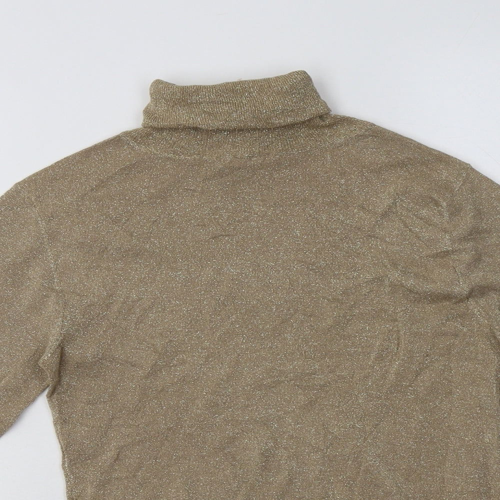 Zara Womens Gold Roll Neck  Viscose Pullover Jumper Size M