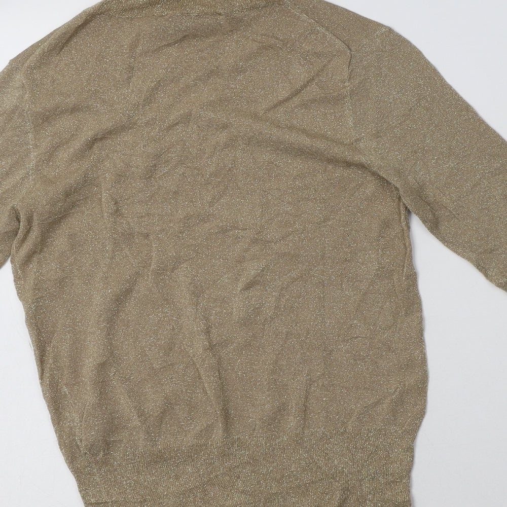 Zara Womens Gold Roll Neck  Viscose Pullover Jumper Size M