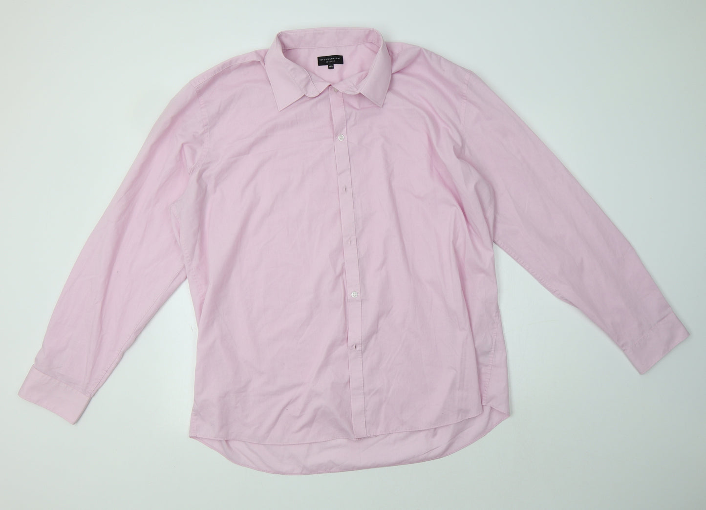 Matalan Mens Pink  Polyester  Dress Shirt Size 18.5 Collared