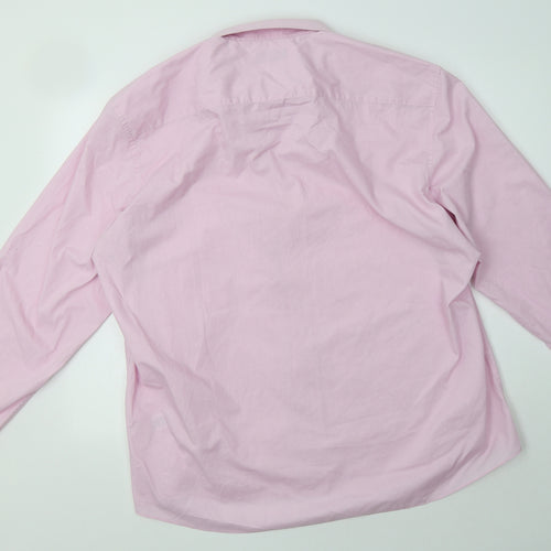 Matalan Mens Pink  Polyester  Dress Shirt Size 18.5 Collared