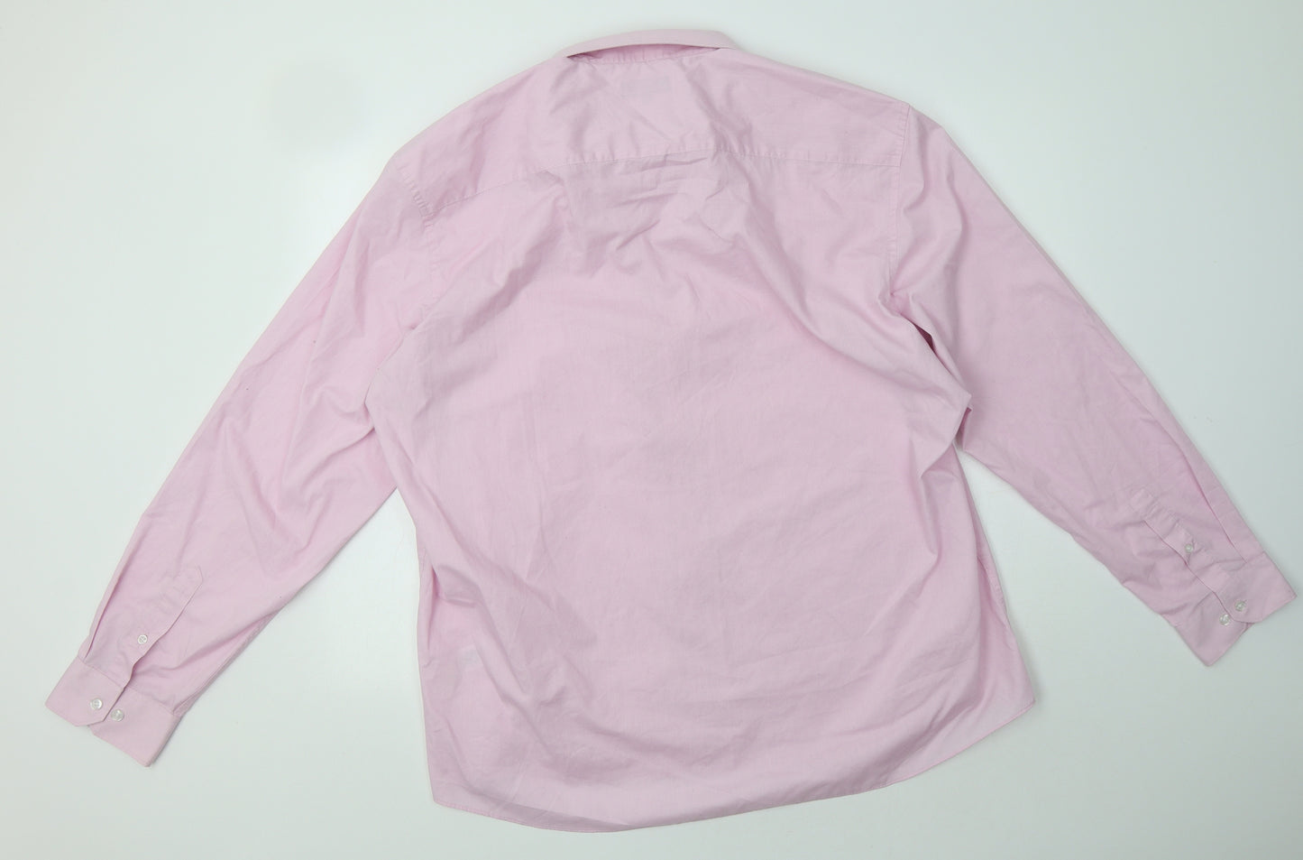 Matalan Mens Pink  Polyester  Dress Shirt Size 18.5 Collared