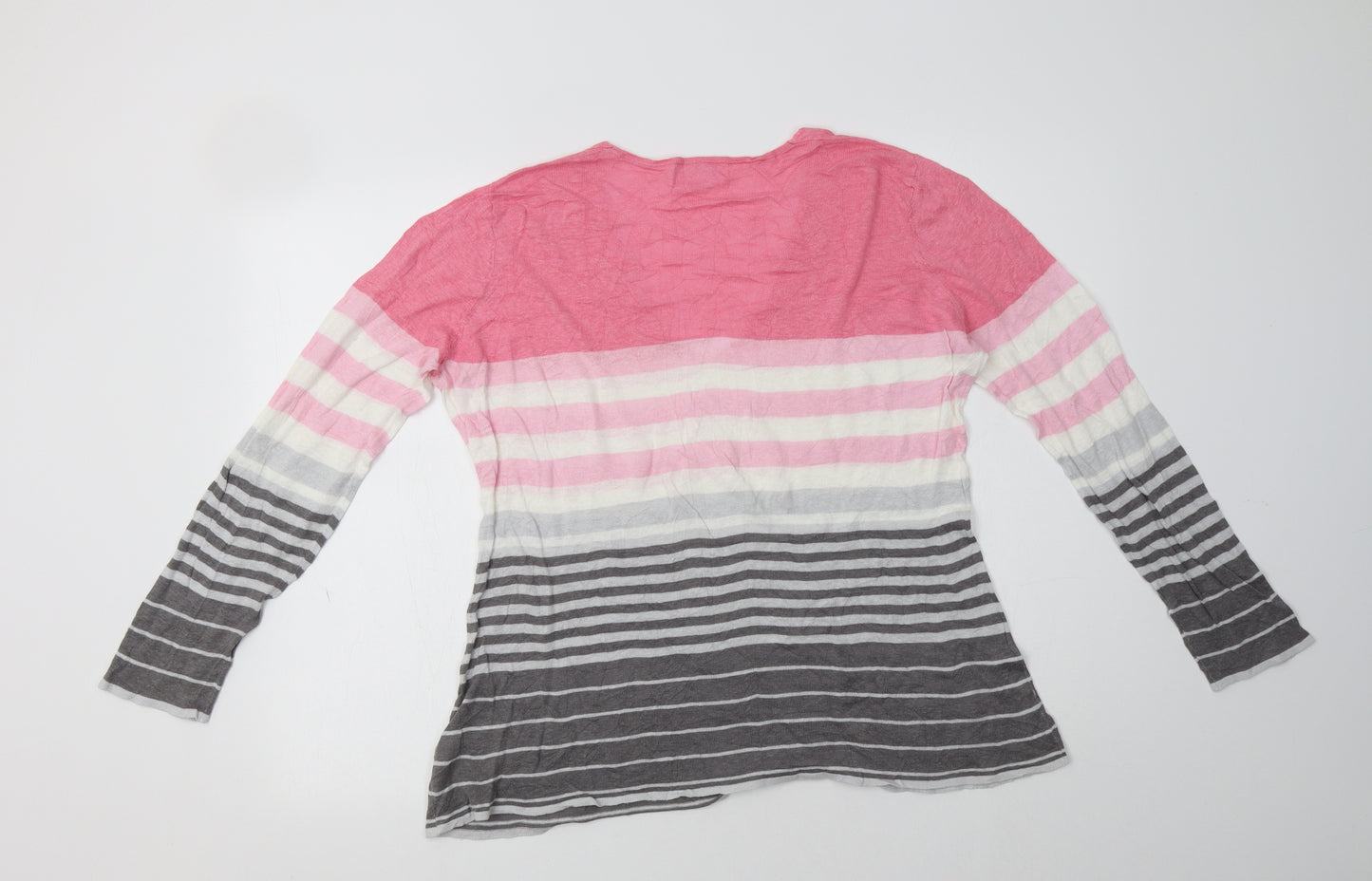 Tulchan Womens Multicoloured V-Neck Striped Linen Pullover Jumper Size 16