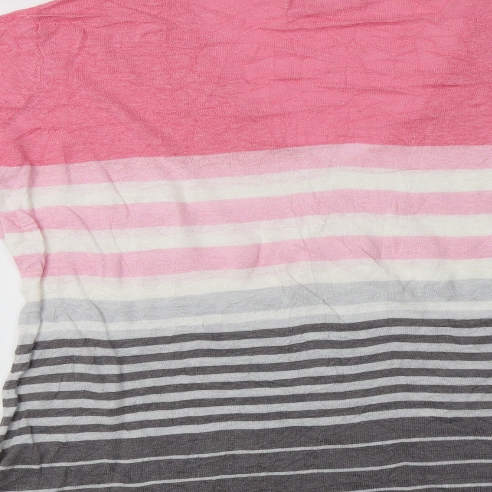 Tulchan Womens Multicoloured V-Neck Striped Linen Pullover Jumper Size 16