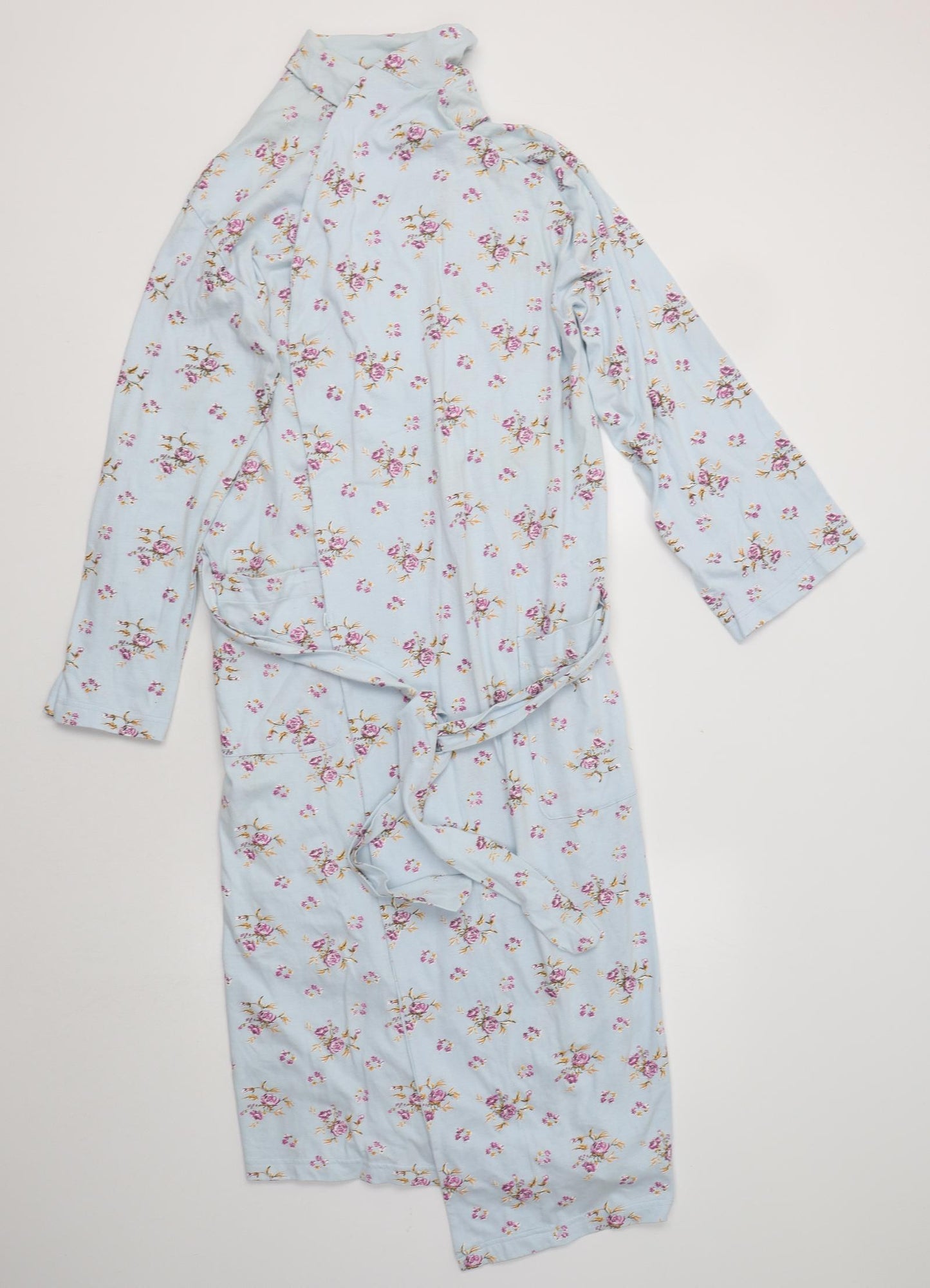 Berkertex Womens Blue Floral Cotton Kimono Robe Size 10