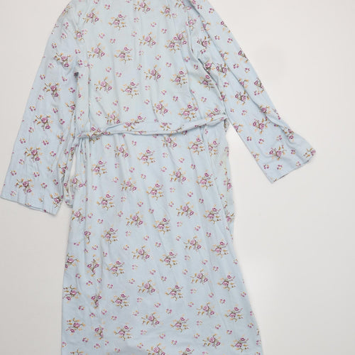 Berkertex Womens Blue Floral Cotton Kimono Robe Size 10