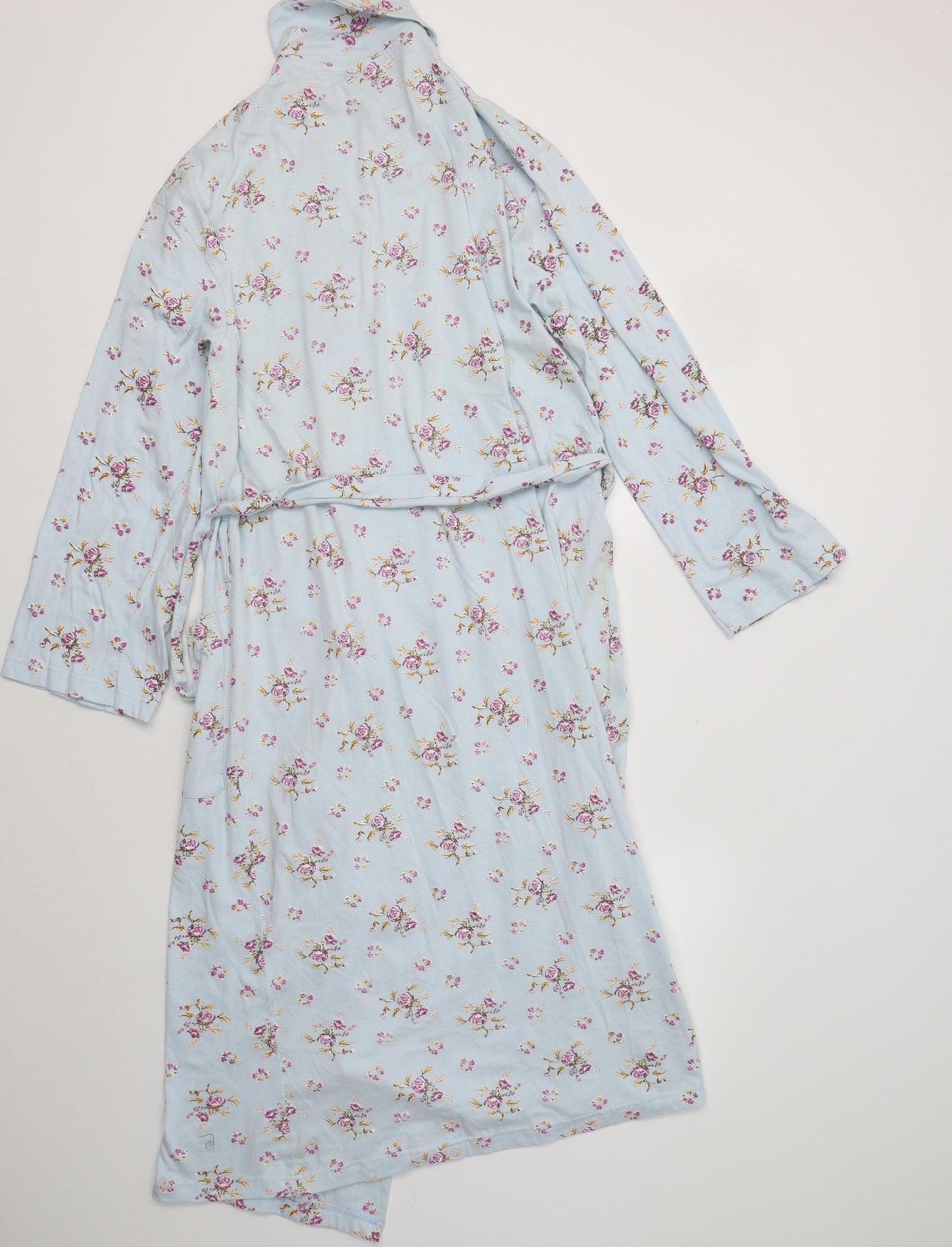 Berkertex Womens Blue Floral Cotton Kimono Robe Size 10
