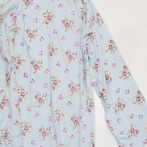 Berkertex Womens Blue Floral Cotton Kimono Robe Size 10