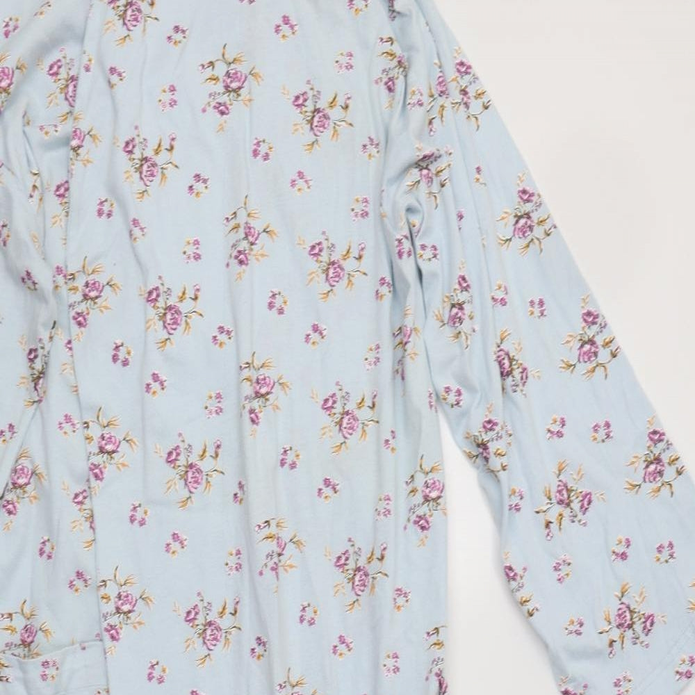 Berkertex Womens Blue Floral Cotton Kimono Robe Size 10