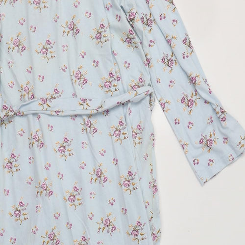 Berkertex Womens Blue Floral Cotton Kimono Robe Size 10