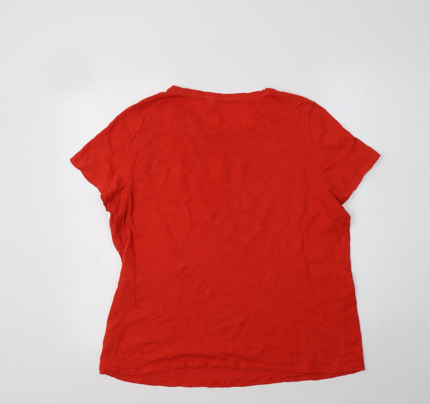 Boden Womens Red  Cotton Basic T-Shirt Size L Crew Neck