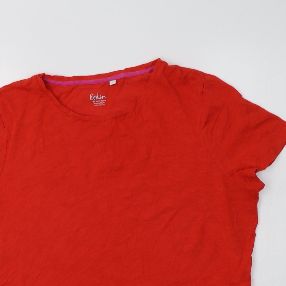 Boden Womens Red  Cotton Basic T-Shirt Size L Crew Neck