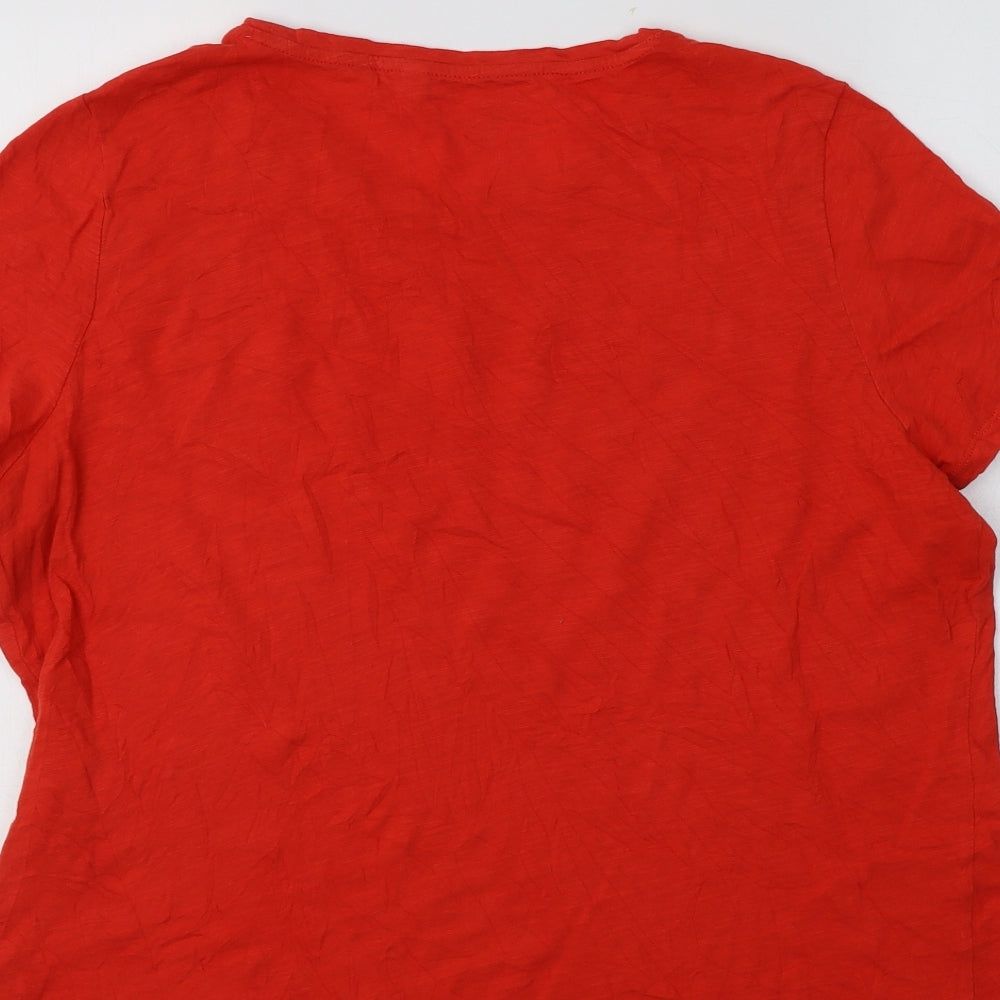 Boden Womens Red  Cotton Basic T-Shirt Size L Crew Neck
