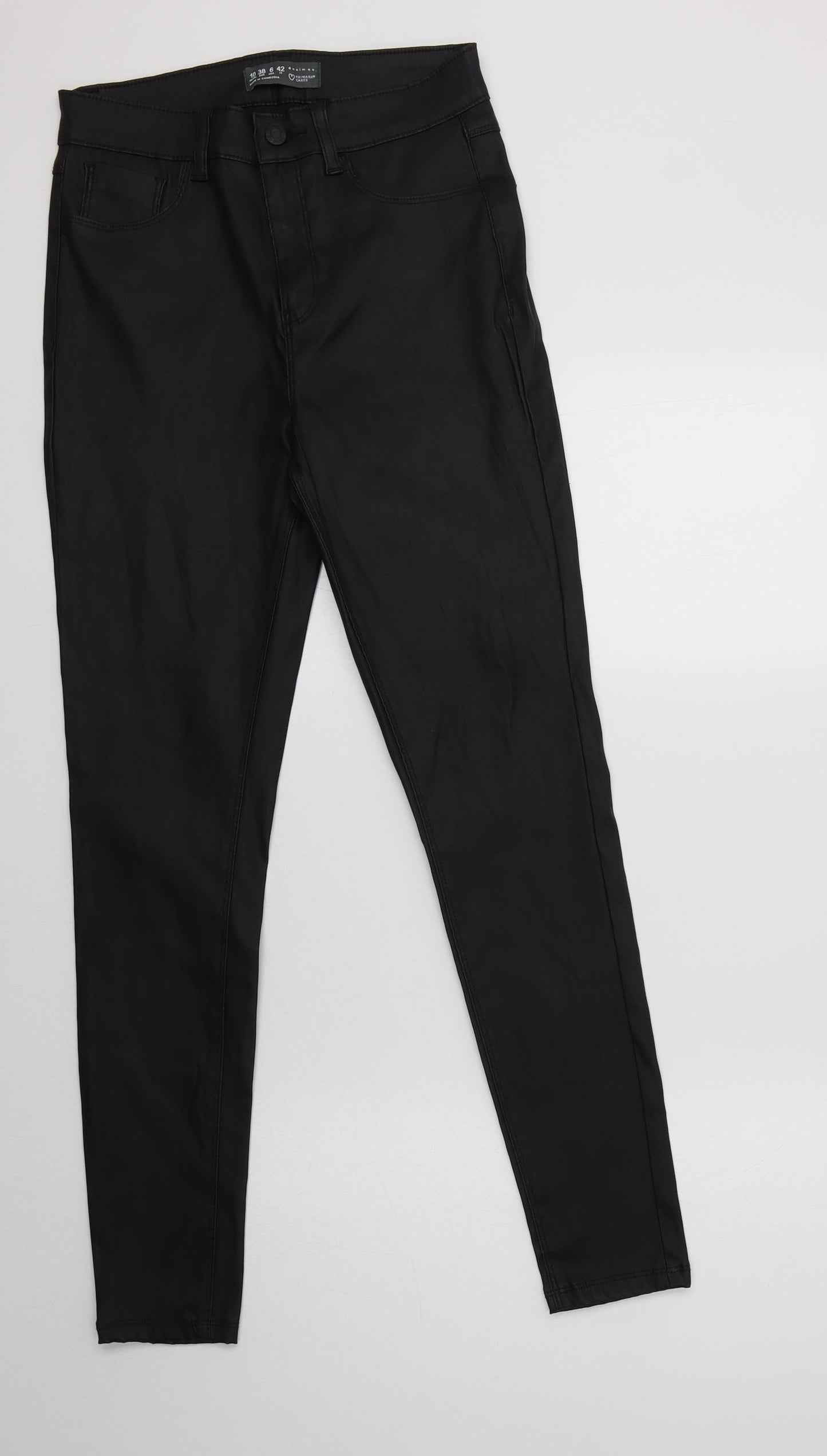 Primark Womens Black  Polyester Jegging Trousers Size 10 L30 in Regular  - Coated