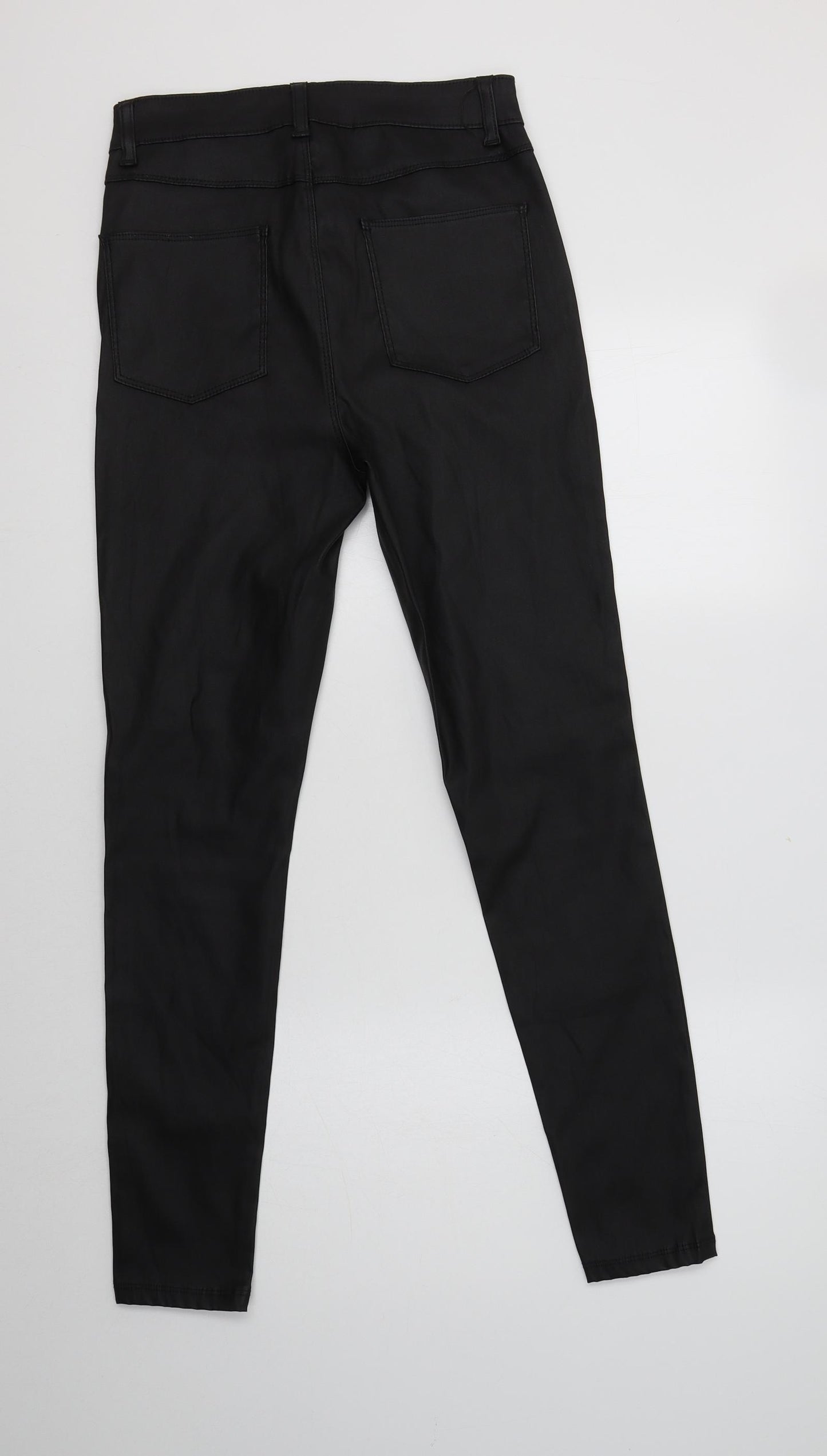 Primark Womens Black  Polyester Jegging Trousers Size 10 L30 in Regular  - Coated
