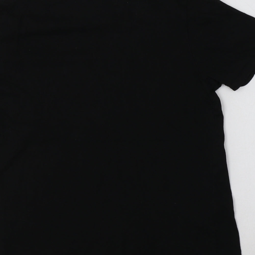 New Look Womens Black  Cotton Basic T-Shirt Size 10 Crew Neck