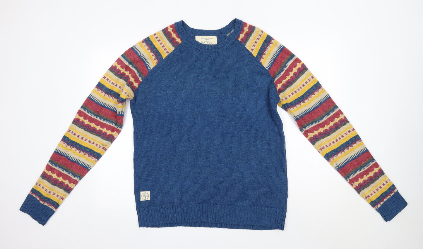 Native Youth Mens Multicoloured Round Neck  Acrylic Pullover Jumper Size XL