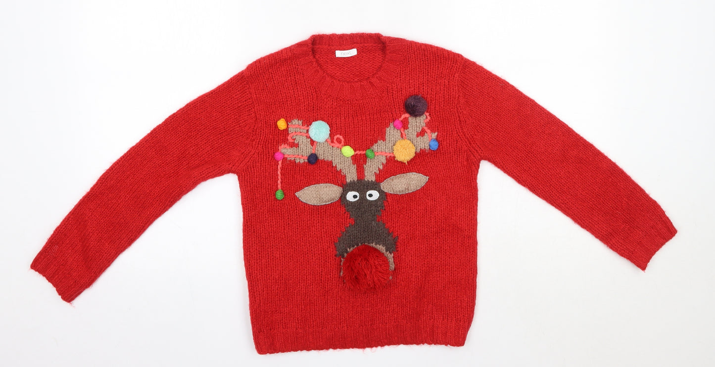 NEXT Boys Red Round Neck  Acrylic Pullover Jumper Size 8 Years   - Christmas