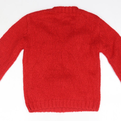 NEXT Boys Red Round Neck  Acrylic Pullover Jumper Size 8 Years   - Christmas