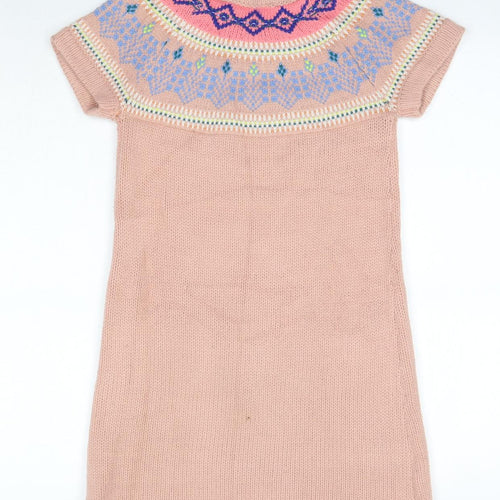 John Lewis Girls Pink  Acrylic Jumper Dress  Size 9 Years  Round Neck